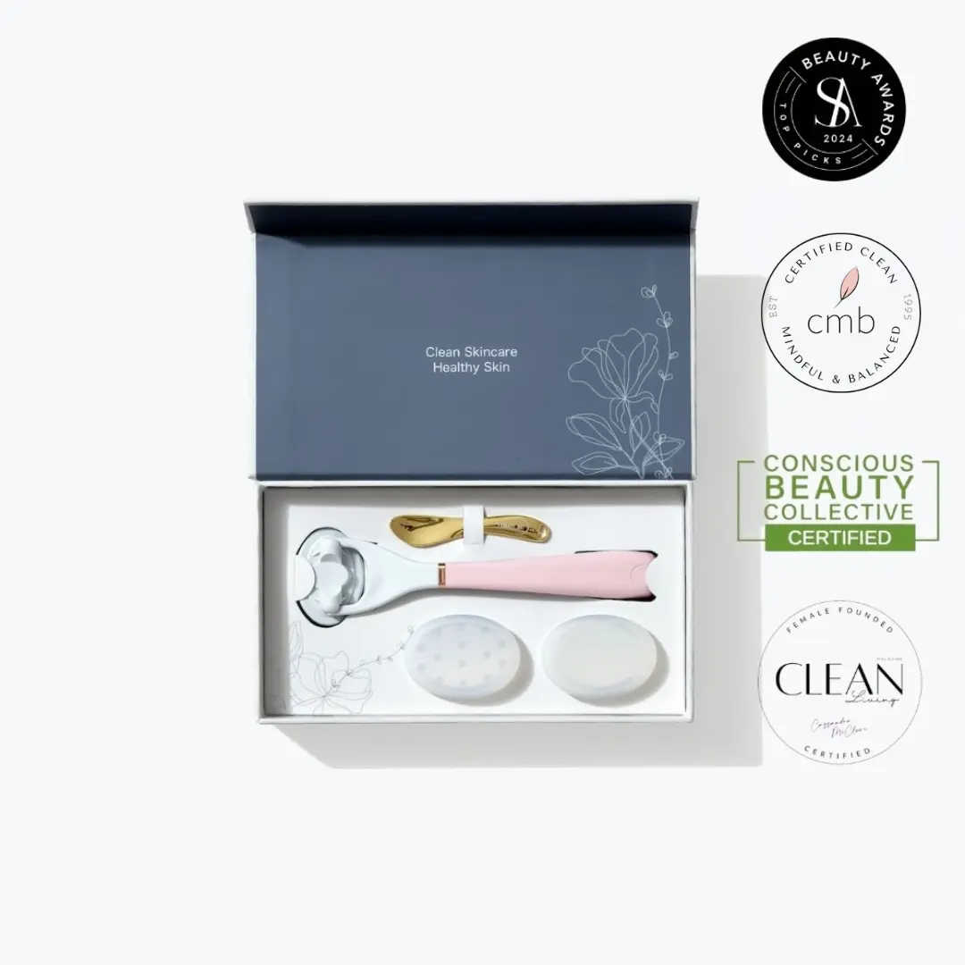 LUNAESCENT Touch-Free Skincare Applicator/Massager Deluxe Gift Set with Platinum Silicone Pads for Clean & Hygienic Daily Application, Eco-Friendly, Multipurpose Facial Care Tool with Luxury Storage Box