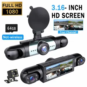 BCUOZ-4 Channel  Car Dash Cam,Plug and Play （Not wireless）,1080P Car DVR with 64GB Memory Card,Car DVR Hd Screen Front Rear Left And Right dashcam