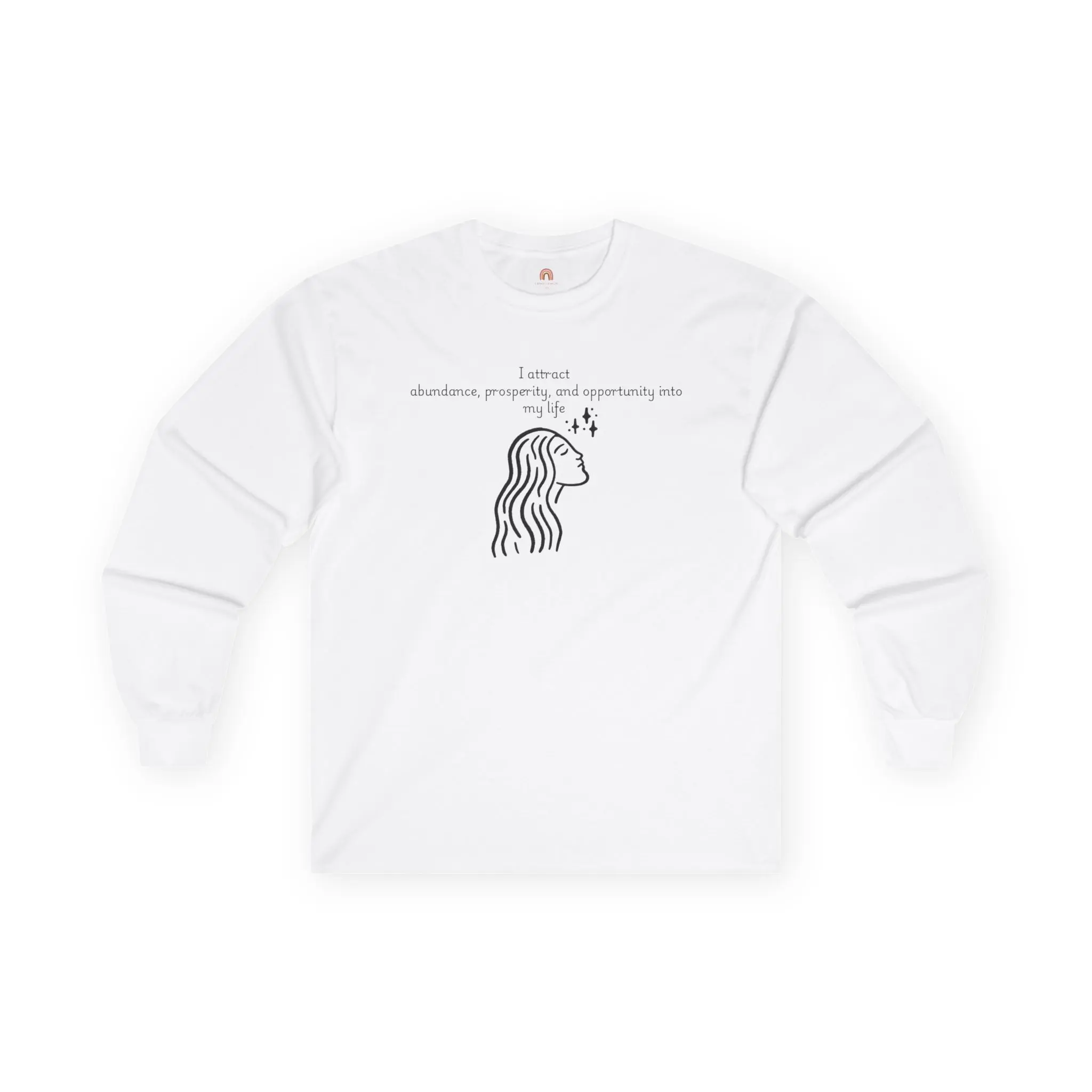 Mantra Long Sleeve Tee Shirt, Unisex Cotton Top for Meditation, Yoga, Spiritual Gift, Mens Womens Longsleeve, Positive Affirmation Apparel