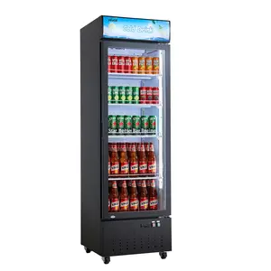 VEVOR Commercial Merchandiser Refrigerator, 12.7 Cu.Ft / 360 L Glass Door Display Refrigerator, Upright Beverage Cooler with Customizable Lightbox, 4 Adjustable Shelves & Soft LED Light for Home Shop