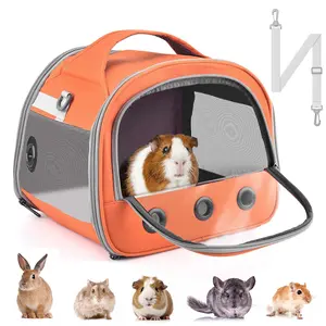 Guinea Pig Carrier Bag, Portable Small Animal Carrier Pouch for Hamster Chinchilla Rabbit Gerbil Hedgehog Sugar Glider Outgoing Travel Carrying Case -Orange