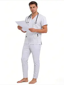 Unisex Scrubs Set New Solid Color Straight Leg for Doctor Nurse Operating Room M-edical Uniforms Workwear