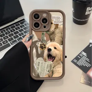 Phone Case for iPhone 16 Pro Max 15 Plus 14 13 12 11 XR XS Golden Retriever Shockproof Silicone TPU Bumper Drop Protection Soft Cover