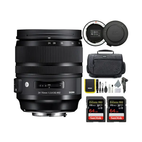 Sigma 24-70mm f/2.8 DG OS HSM ART Optical Metal Canon EF Camera Lens for Photographers, with USB Dock, 64 SD Card, Camera Bag, High Contrast & Beautiful Bokeh, Auto Focus