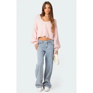 Edikted Women's Sabrina Chunky Knit Cropped Cardigan