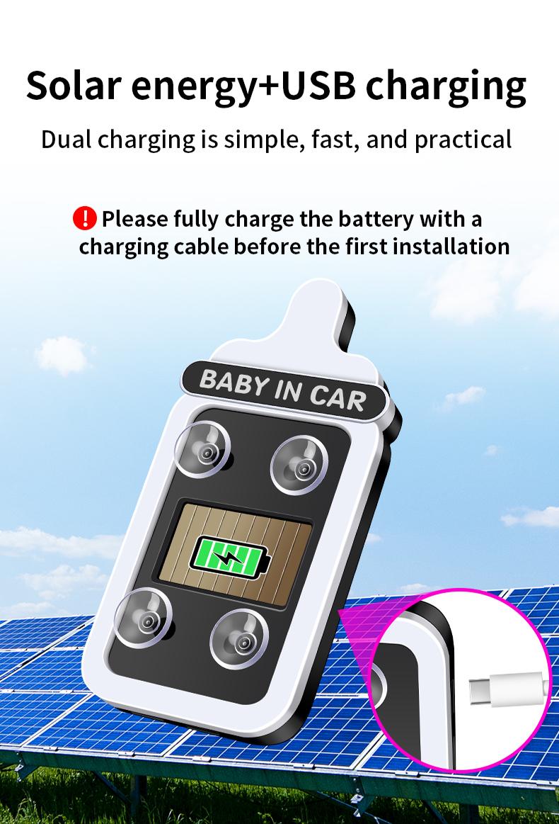Car Baby Bottle Light Solar LED Decorative Warning Light, Triangle Window & Rear Window Interior Ambient Light, Baby On Board