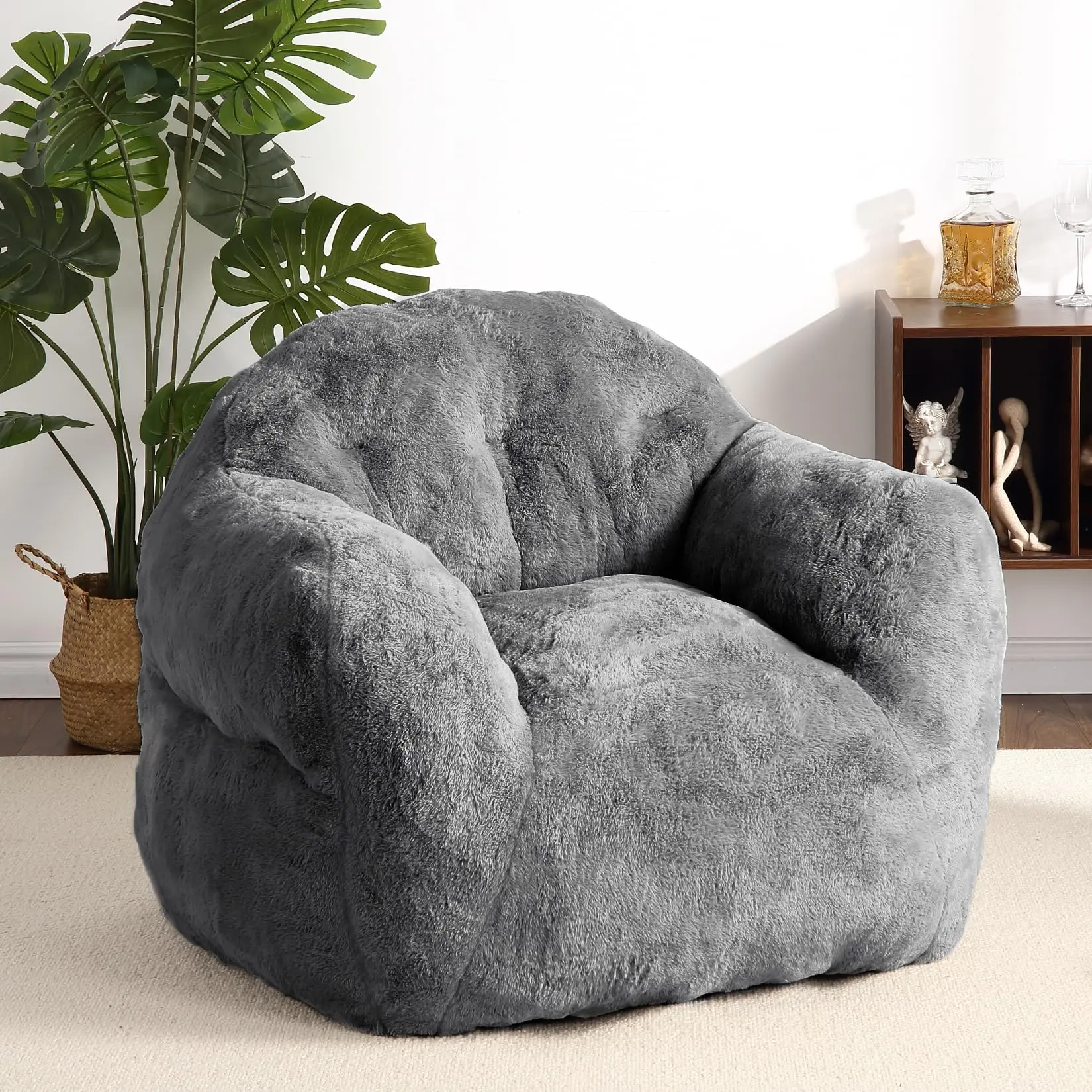 【GARVEE】Bean Bag Chair with Filler: Ergonomic Design, High-Density Foam, Faux Fur, Non-Slip, Easy to Clean, Available in Various Sizes and Colors, Perfect for Living Room and Bedroom