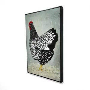 Begin Home Decor 2081-3624-AN520 24 x 36 in. Wyandotte Hen - Kitchen Bird Framed Canvas for Home Decor