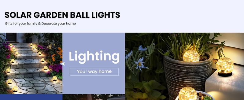 Solar Lights Outdoor for Garden Patio Porch, Multipurpose Solar Ball Shaped Outdoor Lights, Christmas Decor Birthday Gifts for Mom Women, Solar Globe Lights Waterproof Cracked Glass Outdoor Decorations Balcony Backyard glass ball