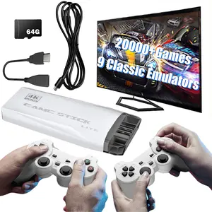 M8 Wireless Retro Video Game Console Stick Built in 20000+ Games with 9 Emulators, 4K HDMI Output with 2 Pack 2.4G Wireless Controllers for Nostalgia Gifts- 64GB emulators4k hdml classic game retro game stick simulator