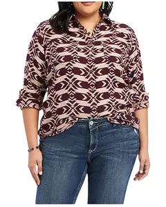 Ariat Women's Billie Jean Southwestern Jacquard Long Sleeve Button-Down Shirt - 10041643-Plus