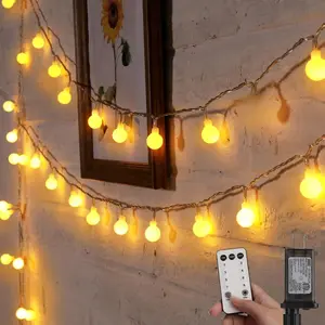 Globe String Lights, 33 Feet 100 Led Fairy Lights Plug in, 8 Modes with Remote Mini Globe Lights for Indoor Outdoor Bedroom Party Wedding Garden Christmas Tree Decor, Warm White
