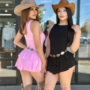 Ruffle Romper Dress - Pink and Black Options Available