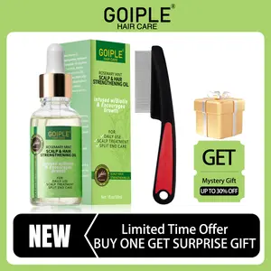 Rosemary Oil for Hair Growth &  , Stainless Steel Fine Tooth , Natural Scalp Oil Scalp Sweep   Remover  Nourishing Treatment for Split Ends, Dry Scalp, All Hair Types