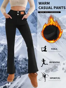 Flare Yoga Pants for Women's Winter Sherpa Lined Bell Bottom Pants Stretchy Comfy High Waist Tummy Control Leggings Soft Fabric Quick Dry Butt Lifting Trousers v cut Fleece Lined Women's Leggings 3p  cs  winter confort able pants