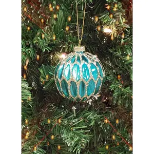 Blue Ice Glass Ball Christmas Ornament F07M7-16(LH76-23047)