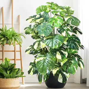 Realistic Artificial Bamboo Plant, 75-90-130cm Fake Palm Tree Leaf Greenery, Home Garden Room Commercial Hotel Decoration