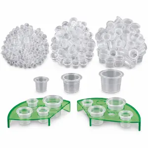 Moricher 300Pcs Tattoo Ink Caps Kit -  2Pcs Tattoo Ink Cups Holder with 300Pcs Tattoo Ink Caps 100 Small 100 Medium 100 Large Tattoo Ink Cups Tattoo Ink Container Tattoo Kit Tattoo Supplies