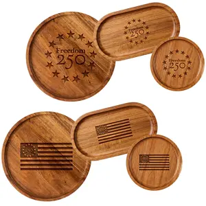 Freedom 250 Engraved Acacia Wood Tray – Officially Licensed Commemorative 250th Anniversary – Solid Wood, Laser Engraved, Multiple Sizes