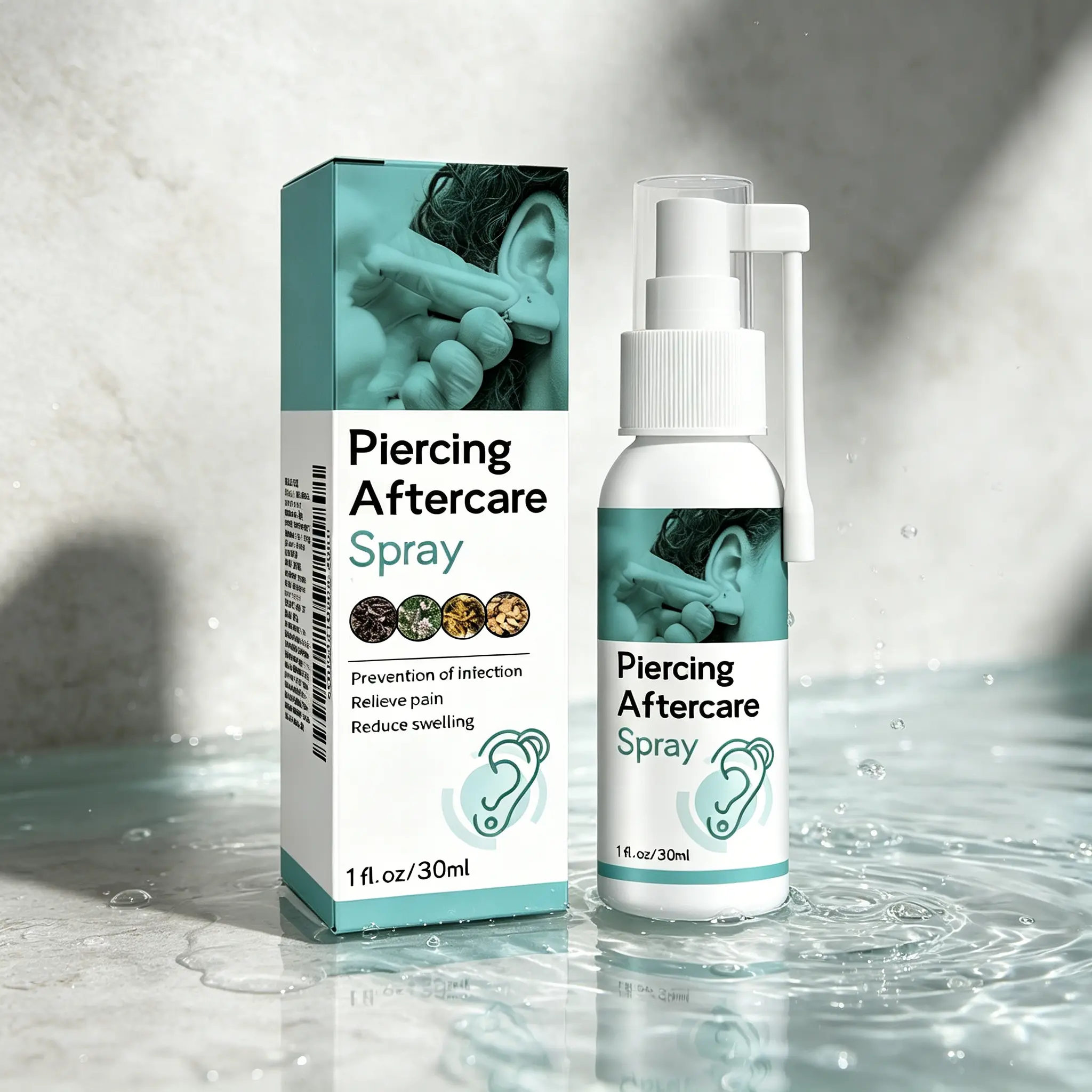 Piercing Aftercare Spray 30ml – Prevents Infection, Relieves Pain & Reduces Swelling – Fast Healing for New Piercings – Saline Solution Spray – Safe for Ear, Nose, Belly & Body Piercings – Daily Aftercare