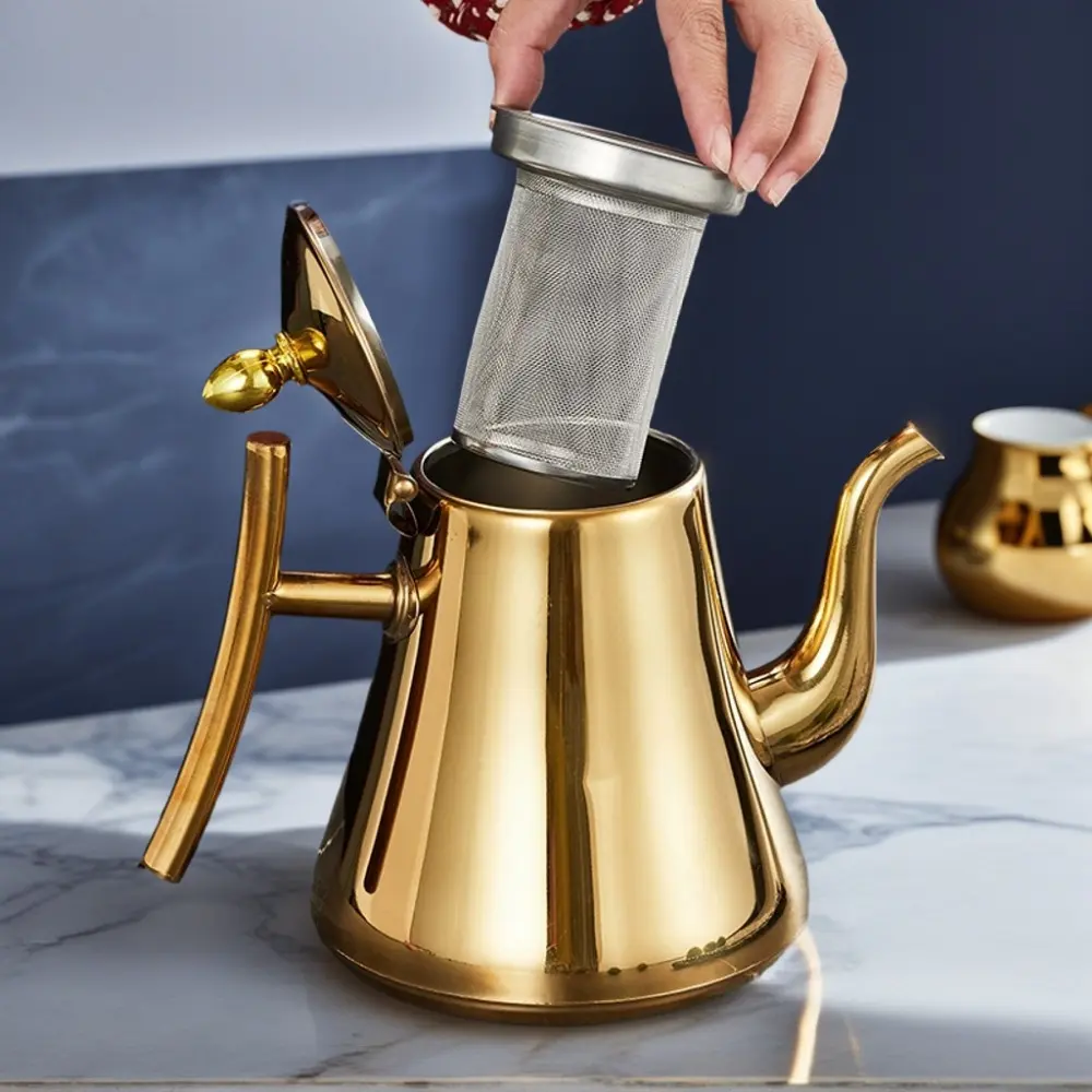 Household Kitchenware thickened stainless steel kettle with filter, teapot, coffee pot, cold water pot, suitable for hotels and restaurants, Modern coffee pot