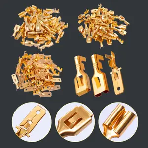 Pack fo 150 Quick Splice Wire Terminal Connectors 6.3mm Male Female Wire Spade Connector Quick Wire Crimp Terminal Block with Insulating Sleeve Assortment Kit