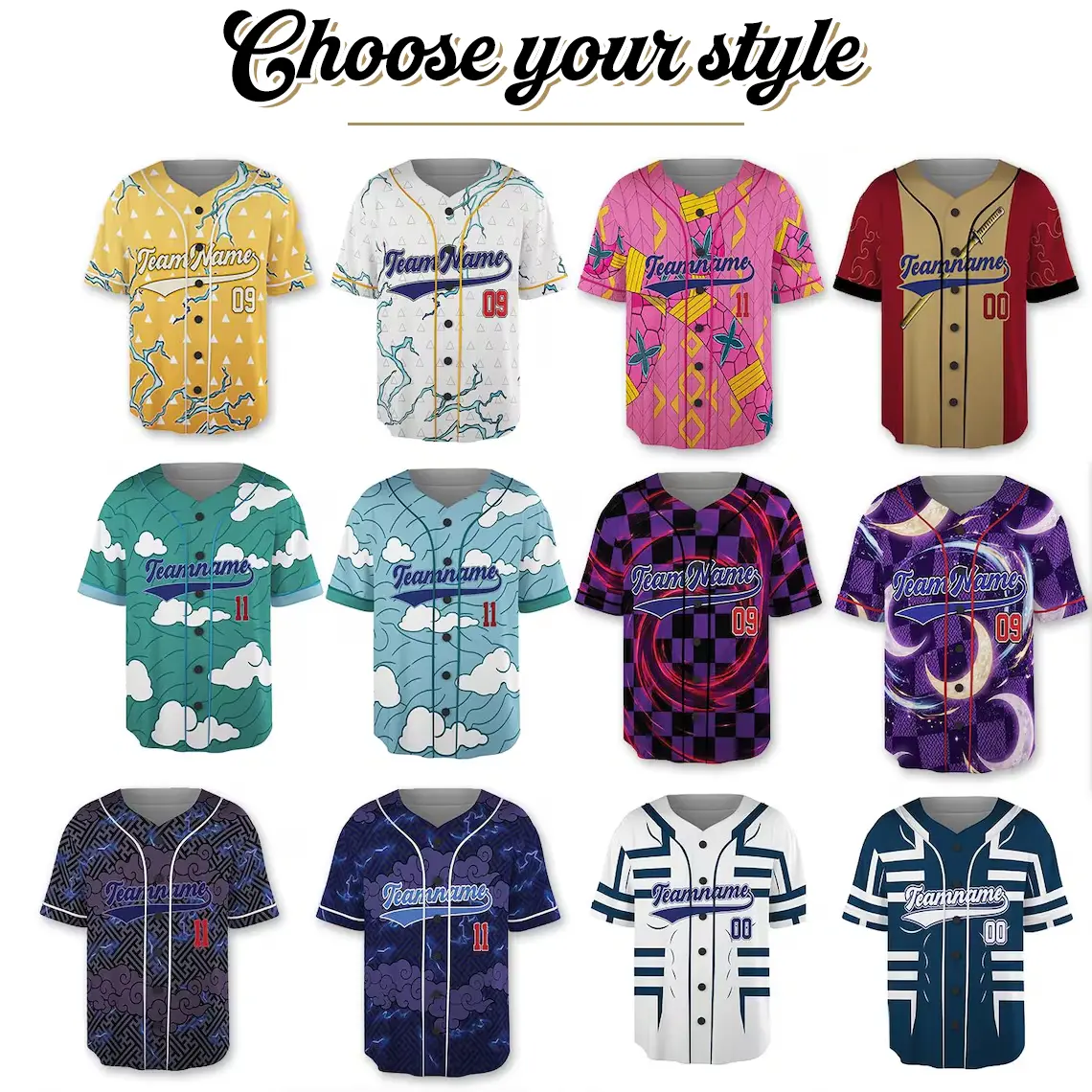 Men's Personalized Devil Slayer Anime Baseball Jersey - Custom Name-Number Professional Sports Shirt for Fantasy Team Cosplay