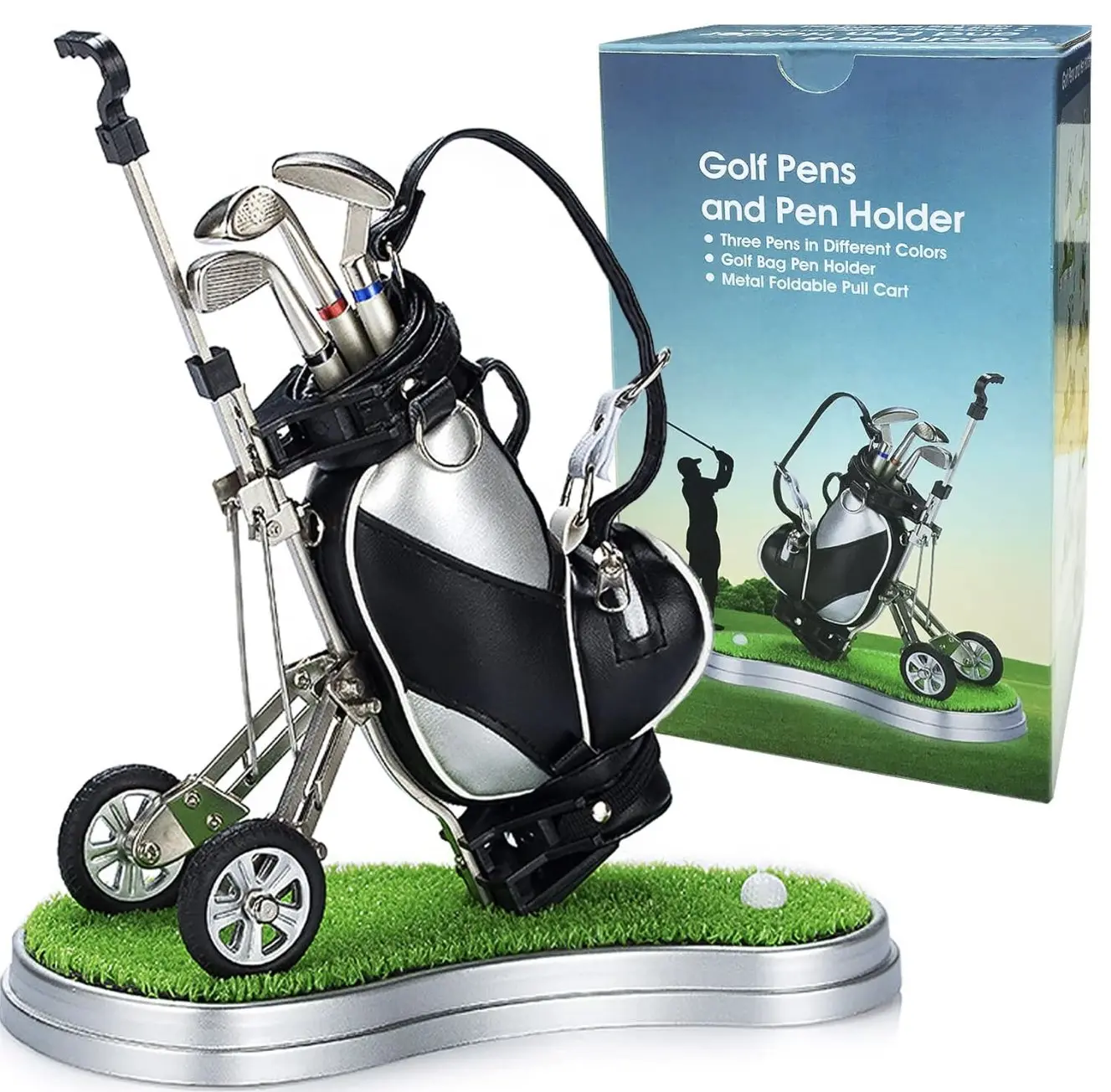Gifts for Men, Golf Pen Holder Desk Accessories for Men Women Golfers, Birthday Graduation Gifts for Him Her, Dad Gifts for Dad Husband from Daughter Son Wife, Funny Home Office Decor Gadgets for Boss