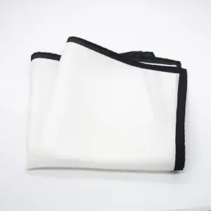 The Onyx Border Men's White Silk Pocket Square Classic Formal Handkerchief 100% Premium Silk 30 cm x 30 cm for Business Wear Weddings and Formal Events