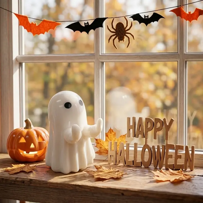 Halloween Middle Finger Ghost- Bold & Funny Plastic Figurine for Desk Decor Unique Troll Gifts Office & Shelf Spooky Indoor Outdoor Festival Ornaments SassyGhost HalloweenDecor UnusualGifts Versatile Spooky Handheld Campfire Love Tabletop Adorable