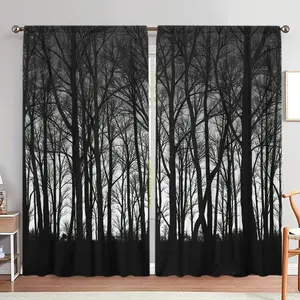 Tree Pattern Door Curtain, 1 Set Blackout Door Curtain, Home Decor for Living Room Bedroom, Room Divider Curtain, Home Decor