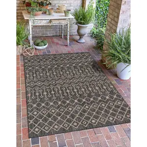 Charcoal Gray Outdoor Trellis Rug
