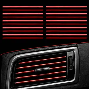 20Pcs Car Auto Air Conditioner Vent Outlet Trim Strip, DIY Decoration Chrome Look PVC Car Interior Moulding Trim Strip Line for All Straight Air Vent Outlet