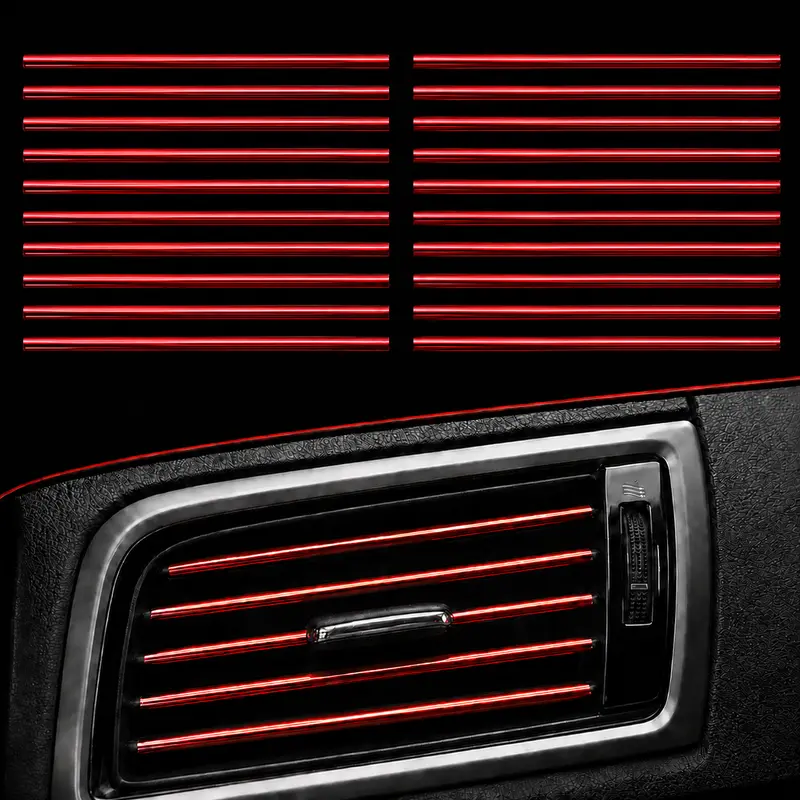 20Pcs Car Auto Air Conditioner Vent Outlet Trim Strip, DIY Decoration Chrome Look PVC Car Interior Moulding Trim Strip Line for All Straight Air Vent Outlet