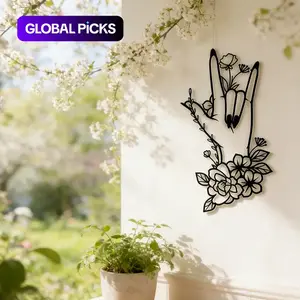 Metal Hand Gesture Wall Art, 1 Count Flower & Hand Design Wall Decor, Unique Romantic Gift for Girlfriend, Home Decor for Living Room Bedroom, Floral, Wall Art Decoration #GLOBAL PICKS
