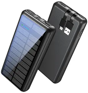 CITICR 36800mAh Super Large Capacity Solar Power Bank with Type-C USB Output & Input for Outdoor Activities Fishing Mountain Climbing Office Work