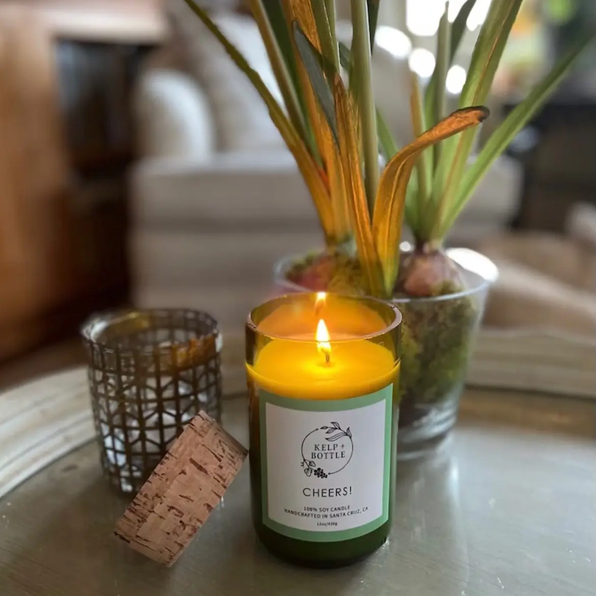 Cheers! Wine bottle candle