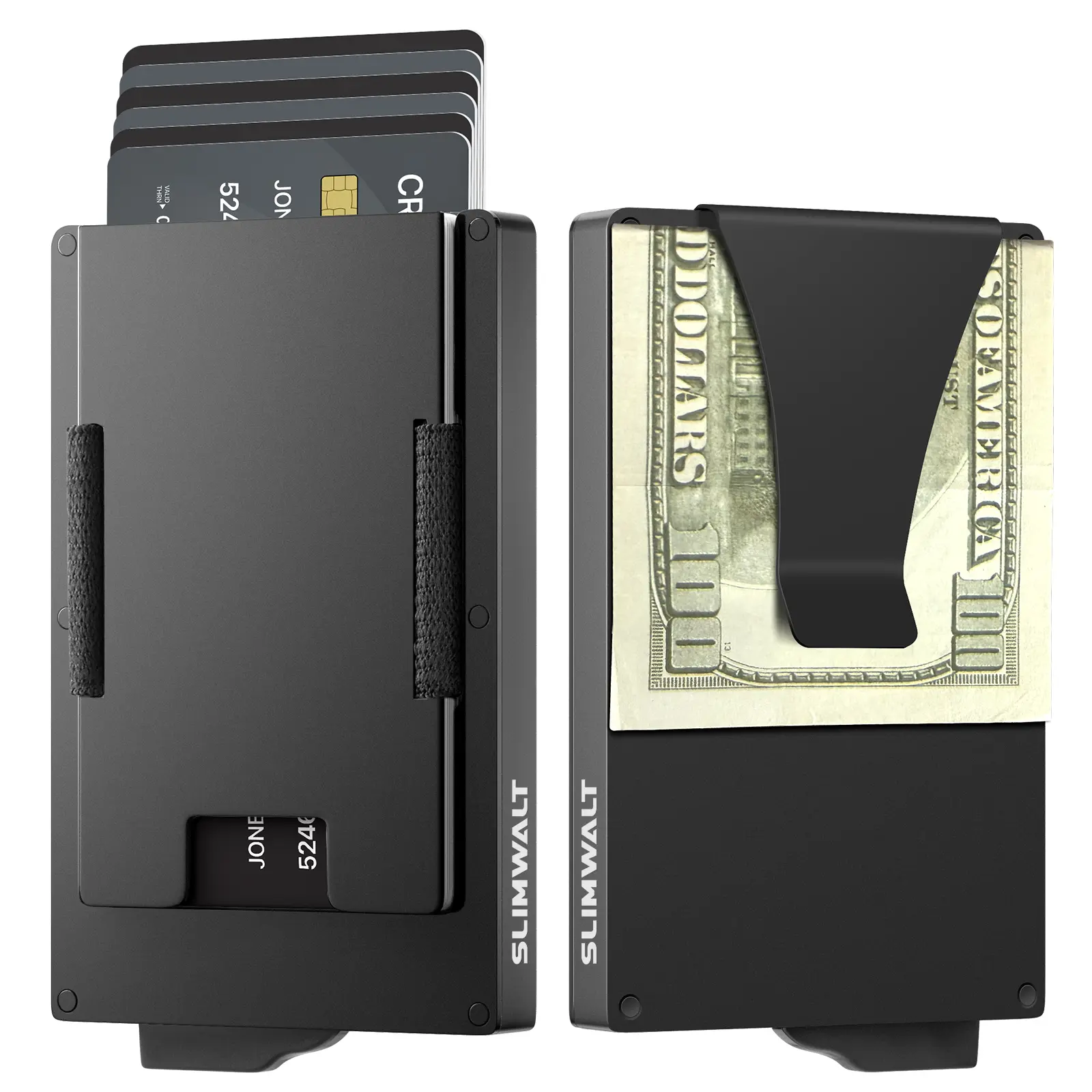 Slimwalt Men's 1-Second Pop-Up Aluminum Wallet, Slim RFID Blocking Credit Card Holder, RFID Theft Proof Everyday Carry Casual Wallet with Money Clip (Holds 15+ Cards, Quick Access)
