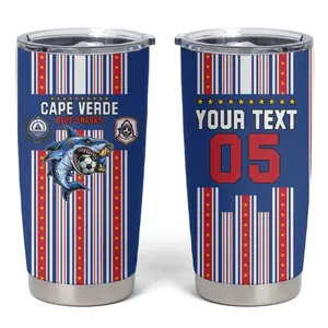 Custom Cape Verde Football Tumbler Cup Monster Blue Shark Striped Style