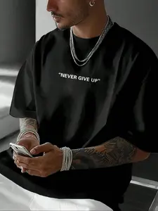 Men's Casual Loose-Fit Short Sleeve Tee, Comfortable Round Neck T-Shirt for Outdoor Gym Shopping, Trendy Versatile Men's Clothing, Activewear