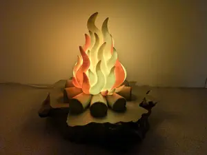 Camp Fire Night Light, 3D Printed Lamp, Camping and Rustic Decor