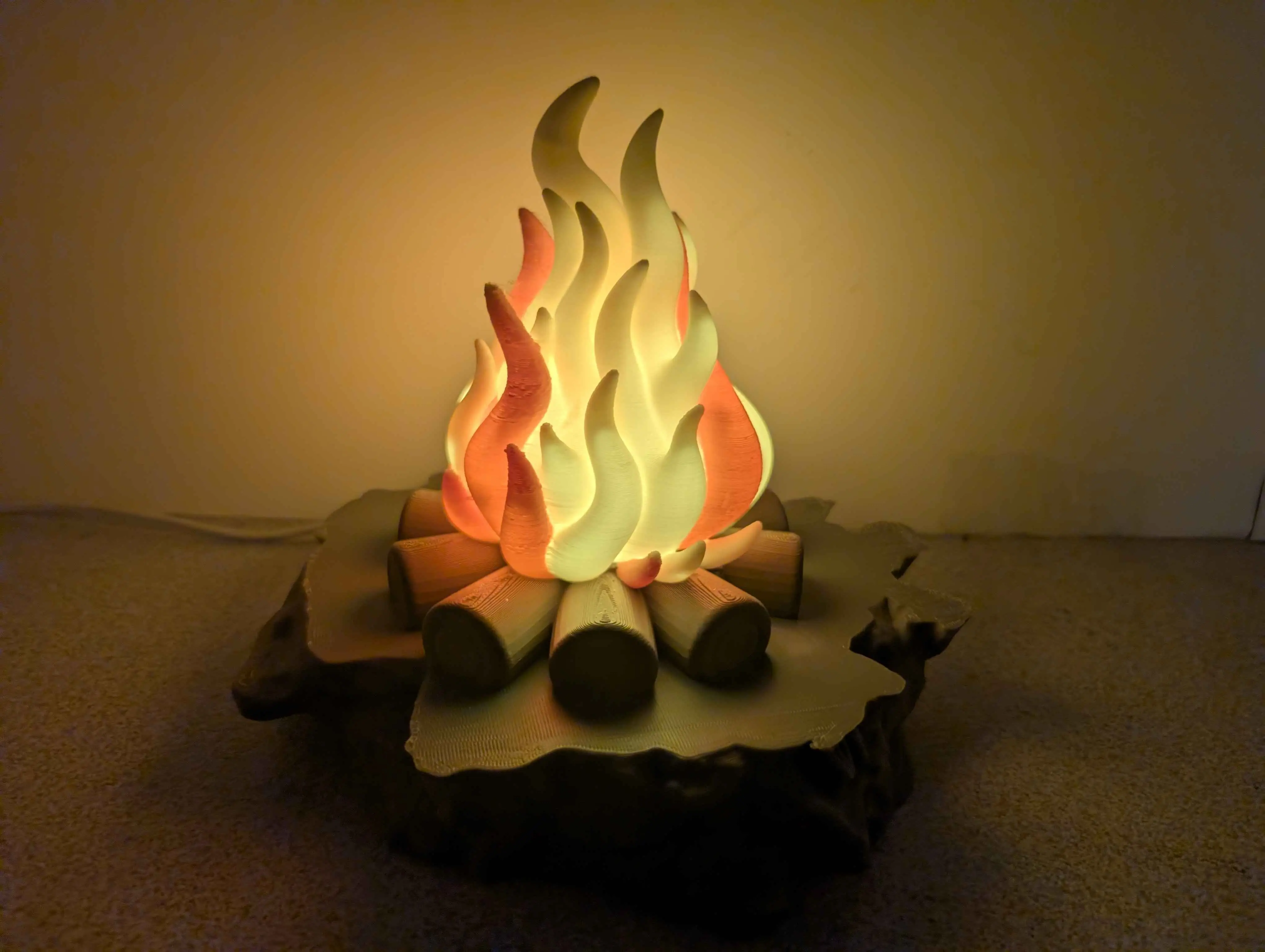 Camp Fire Night Light, 3D Printed Lamp, Camping and Rustic Decor