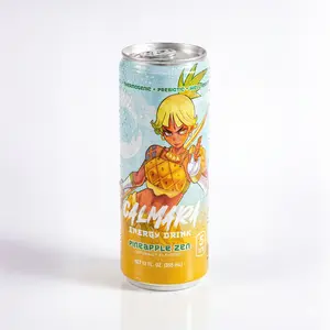 CALMARA Pineapple Zen Energy Drink, Clean Energy + Prebiotics, 150mg Natural Caffeine, 5 Calories, Doctor Formulated, 12 Fl Oz Beverage, Vitamin C