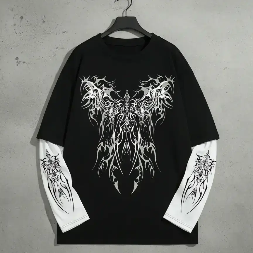 Men's Y2K Cyber Gothic Graphic Layered Long Sleeve T-Shirt