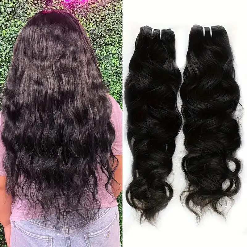 2 Bundles Natural Wave Hair 100% Brazilian Unprocessed Virgin Hair Weave Human Hair Natural Color Hair Extensions For Women