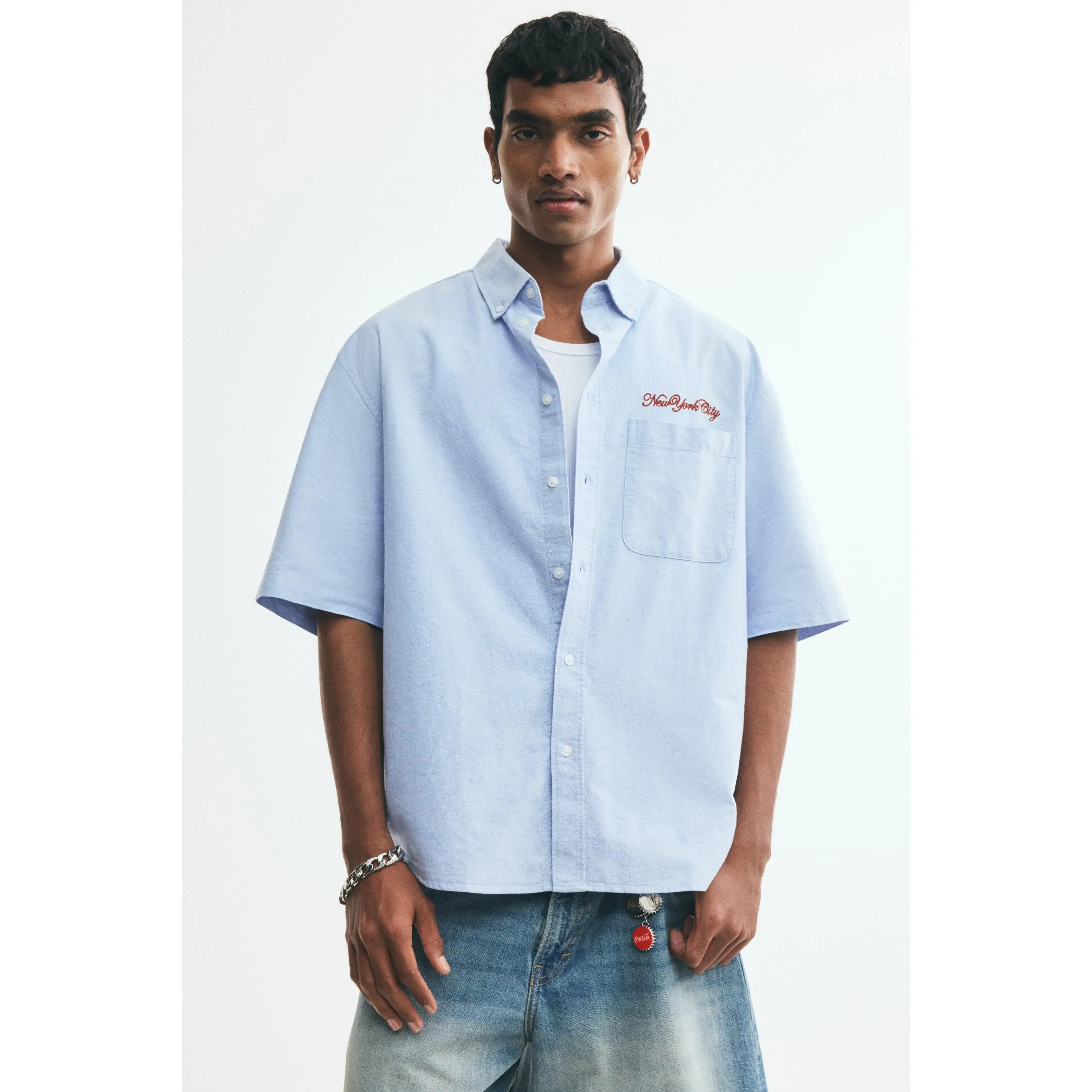 H&M Relaxed Fit Short-sleeved Oxford shirt