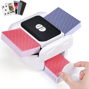 Automatic Card Shuffler 2 Deck, Rechargeable Playing Cards Shuffling Machine with One-Press AUTO&Manual Mode, Electric Poker Shufflers for Skip-Bo, Phase 10, Home Party Card Games Game Card Slots