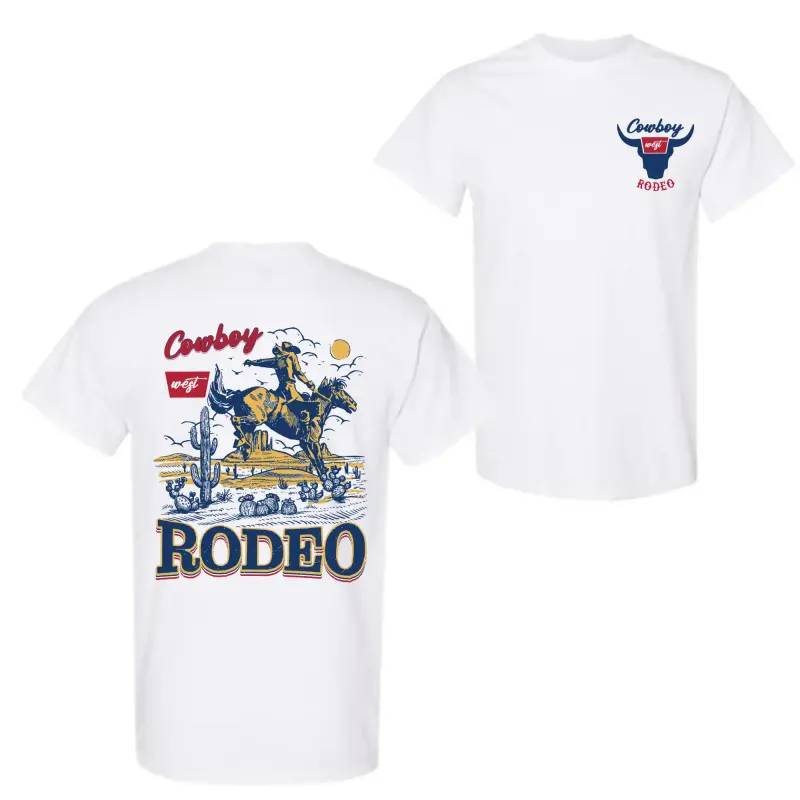 Cowboy Rodeo Vintage Graphic 2 Sided T-Shirt, Retro Cowboy Shirt, Vintage Washed T-Shirt, Graphic Tees