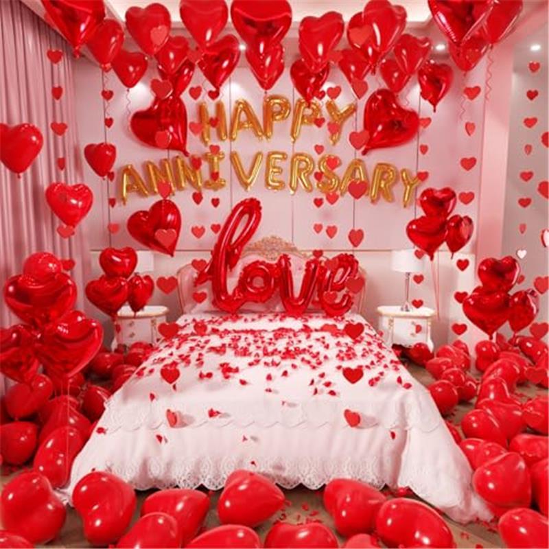 Valentines Day Balloons decorations, Red Heart, Anniversary, Love Foil ...