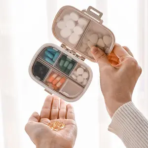 8-Section Travel Pill Box Mini Medicine Organizer with Sealed Compartments for Pills Supplements and Medications Easy-Carry Weekly Portable Case